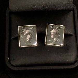 vintage sterling silver trojan greek soldier hematite trojan cuff links intaglio